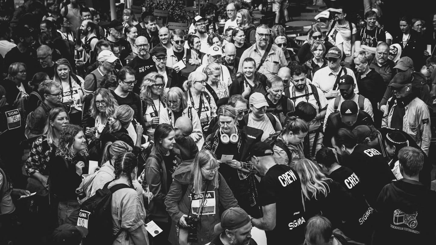 Crowd at a large photography event